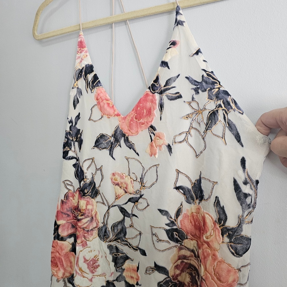 Abeline S Floral Burnout Velvet Mini Dress Low Back A Line Summer Casual Party ~ - Picture 3 of 7